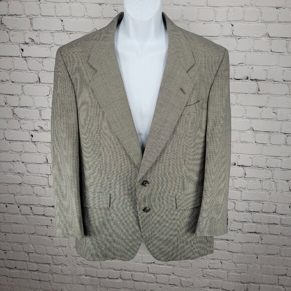 Hart Schaffner & Marx Grey 100% Wool Micron Houndstooth Blazer USA Made Size 40R - Picture 1 of 14